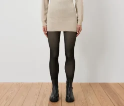 Gefütterte Feinstrumpfhose in transparenter Optik, schwarz