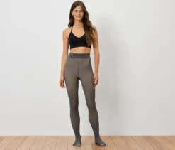 Gefütterte Feinstrumpfhose in transparenter Optik, grau