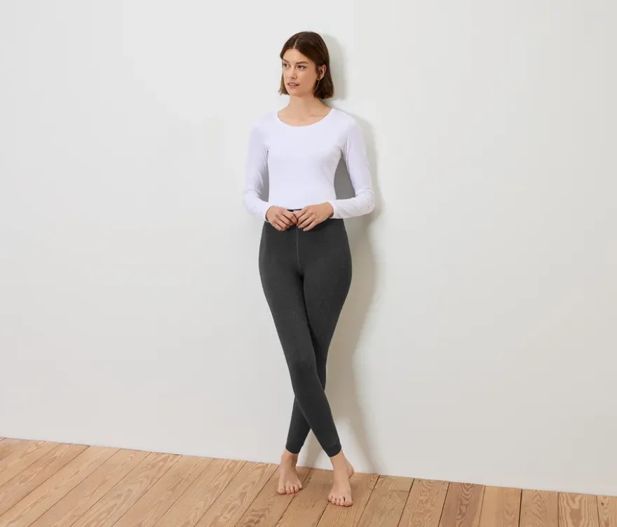 Gefütterte Leggings, anthrazit meliert