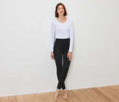 Gefütterte Leggings, schwarz