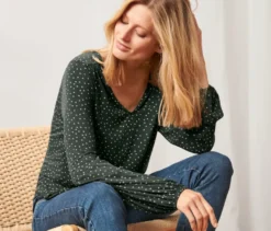 Gepunktetes Blusenshirt