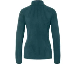 Gerippter Rollkragenpullover, petrol
