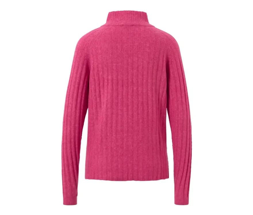 Gerippter Strickpullover mit Stehkragen