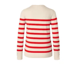 Gestreifter Feinstrickpullover, rot