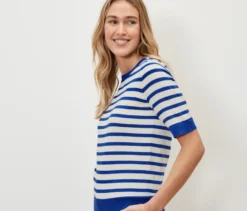 Gestreifter Feinstrickpullover