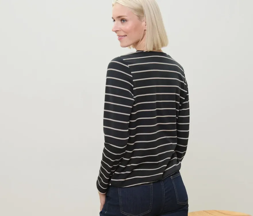 Gestreiftes Blusenshirt aus Modal-Mix