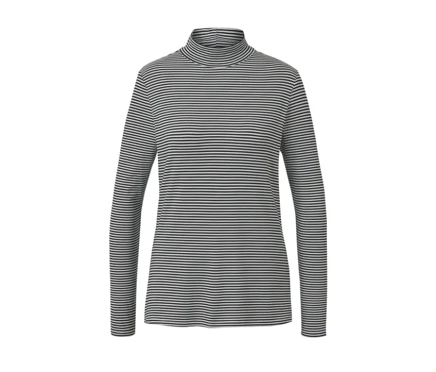 Gestreiftes Blusenshirt mit Stehkragen
