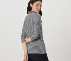Gestreiftes Blusenshirt mit Stehkragen