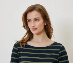 Gestreiftes Shirt mit 3/4-Arm, navy-grün