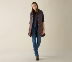 Gestreiftes Shirt mit 3/4-Arm, navy-cognac
