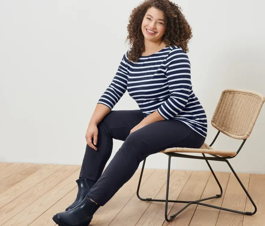 Gestreiftes Shirt mit 3/4-Arm, navy gestreift