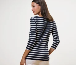 Gestreiftes Shirt mit 3/4-Arm, navy gestreift