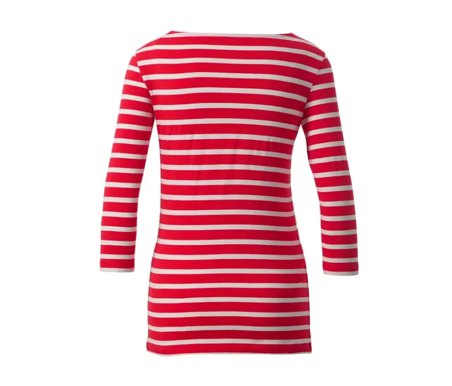 Gestreiftes Shirt mit 3/4-Arm, rot gestreift