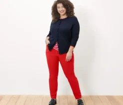 Gestreiftes Shirt mit 3/4-Arm, rot gestreift