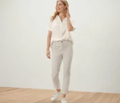 Gestreifte Stretch-Twill-Hose