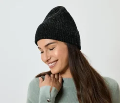 Glitzernde Strickmütze aus Viskose-Mix