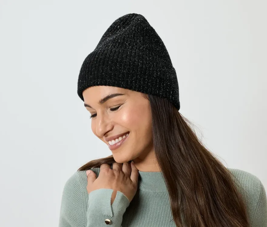 Glitzernde Strickmütze aus Viskose-Mix