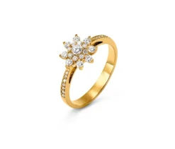 585 Gold-Ring mit 31 Brillanten, Stern