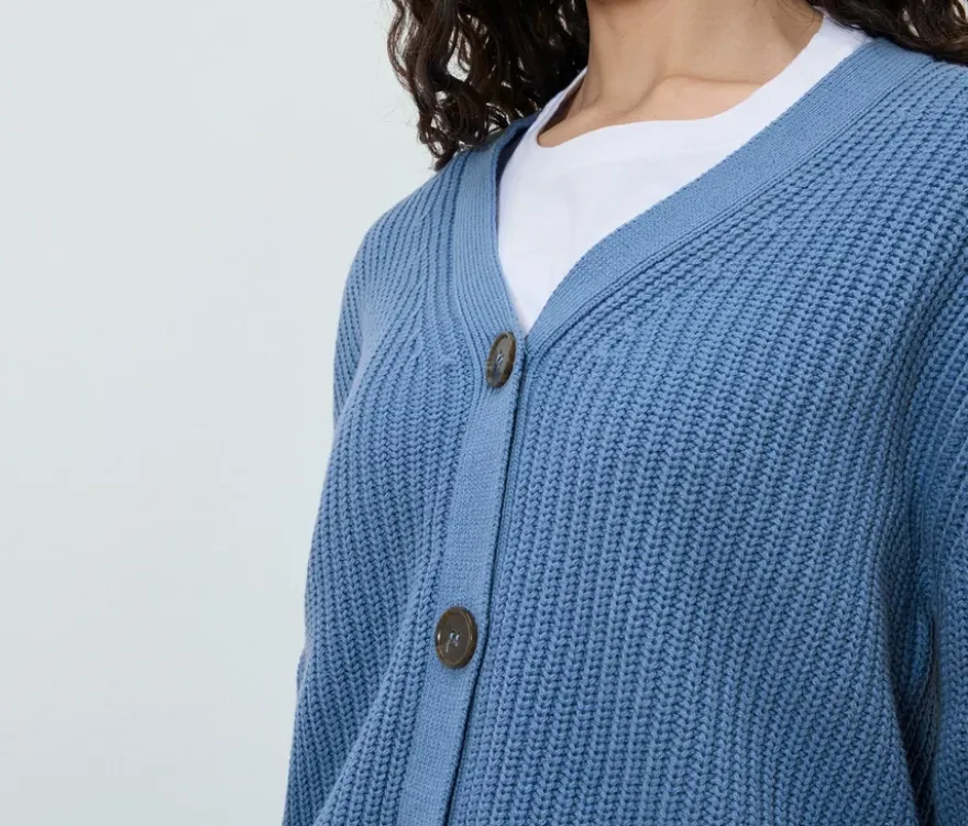 Grobstrick-Cardigan, blau