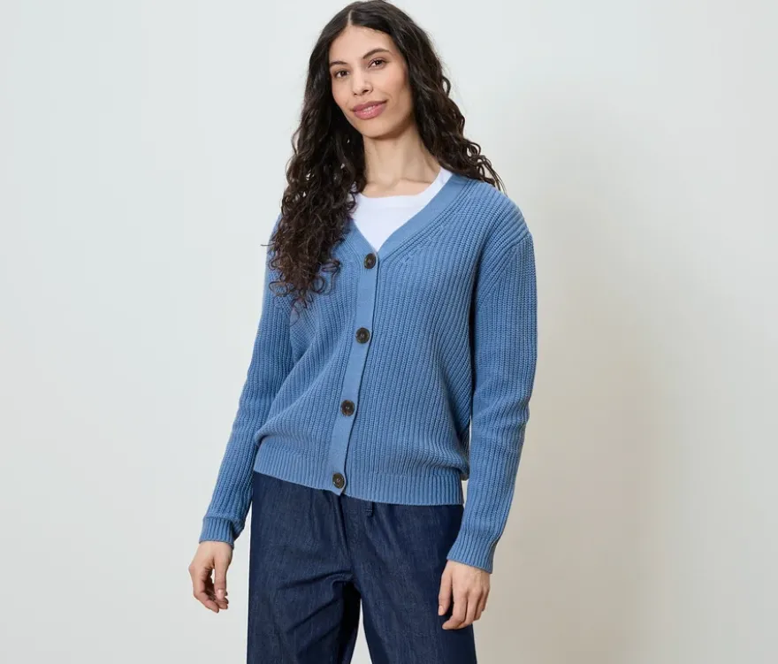 Grobstrick-Cardigan, blau