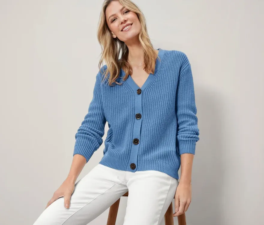 Grobstrick-Cardigan, blau