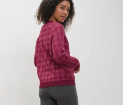 Grobstrick-Cardigan mit Hahnentritt-Jacquard