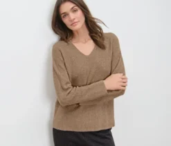 Grobstrickpullover, camel