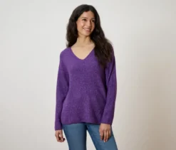 Grobstrickpullover, lila