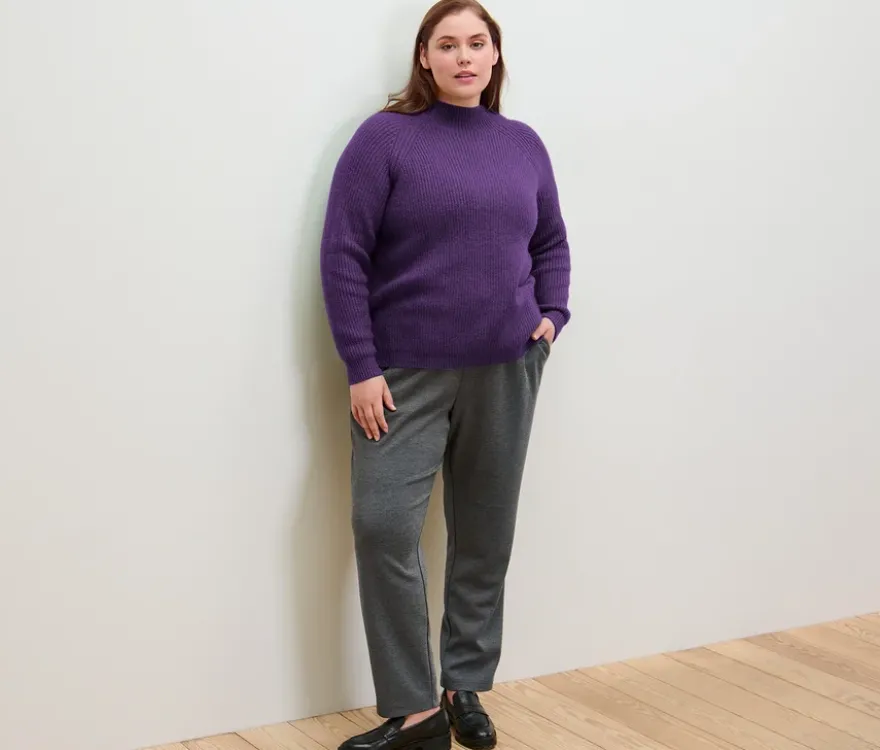 Grobstrickpullover mit Stehkragen, grün