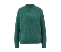 Grobstrickpullover mit Stehkragen, grün