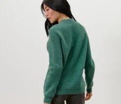 Grobstrickpullover mit Stehkragen, grün
