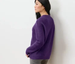 Grobstrickpullover mit Stehkragen, lila