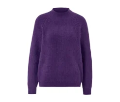 Grobstrickpullover mit Stehkragen, lila