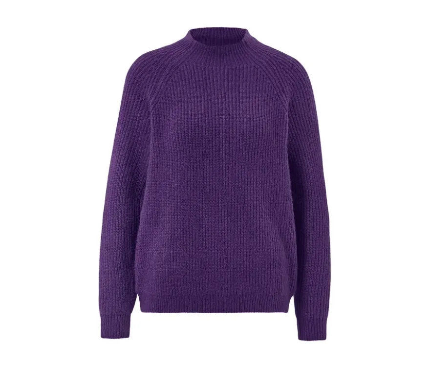 Grobstrickpullover mit Stehkragen, lila
