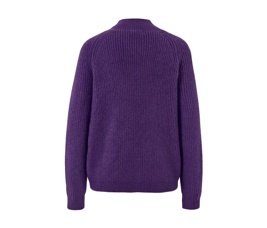 Grobstrickpullover mit Stehkragen, lila