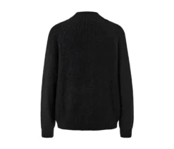 Grobstrickpullover mit Stehkragen, schwarz