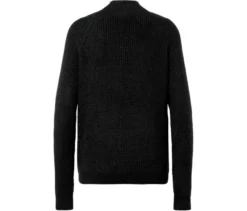 Grobstrickpullover mit Stehkragen, schwarz