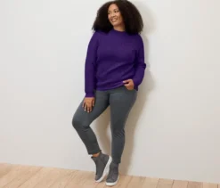 Grobstrickpullover mit Stehkragen, lila