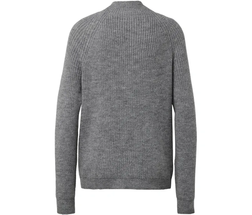 Grobstrickpullover mit Stehkragen, grau