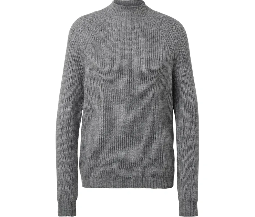 Grobstrickpullover mit Stehkragen, grau