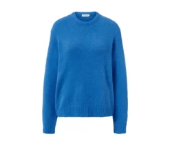 Grobstrickpullover mit Wolle, kobaltblau