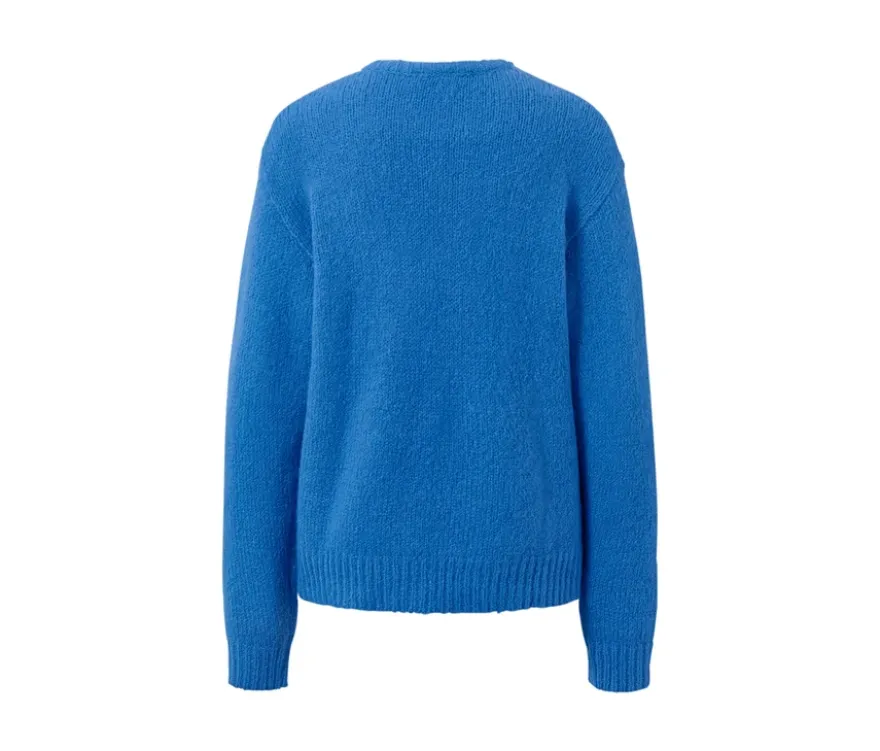 Grobstrickpullover mit Wolle, kobaltblau