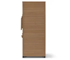 Großer Gartenschrank mit hochklappbarem Seitenregal