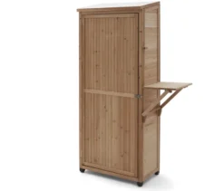 Großer Gartenschrank mit hochklappbarem Seitenregal
