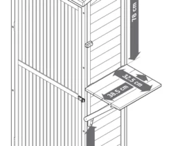 Großer Gartenschrank mit hochklappbarem Seitenregal