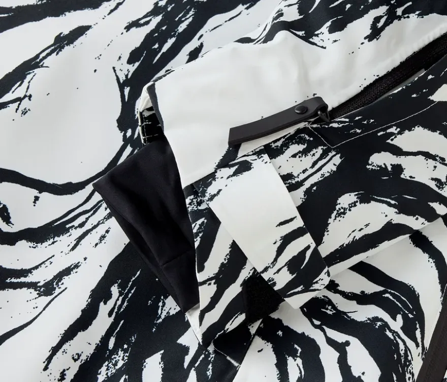 Halfzip-Skijacke, schwarz/weiß