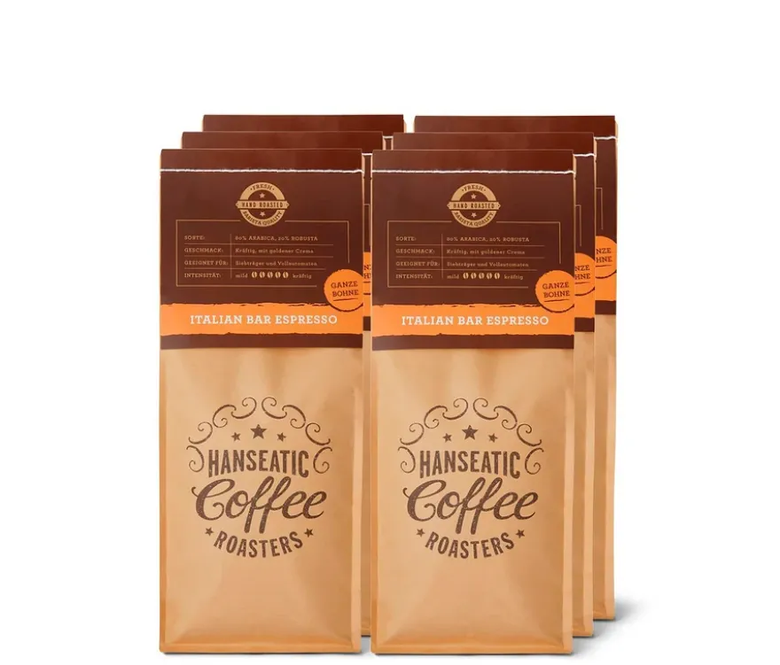 Hanseatic - Italian Bar Espresso - 6x 1 kg Ganze Bohne