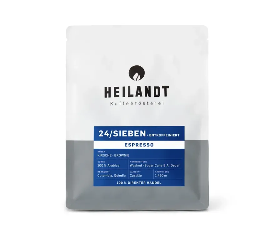 Heilandt 24/Sieben Decaf Espresso - 250 g Ganze Bohne