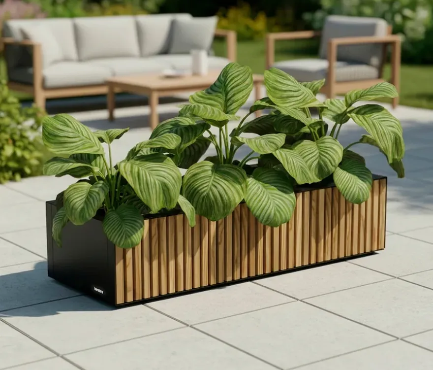 Herstera Pflanzkasten, ca. 100 x 40 cm, Holzoptik