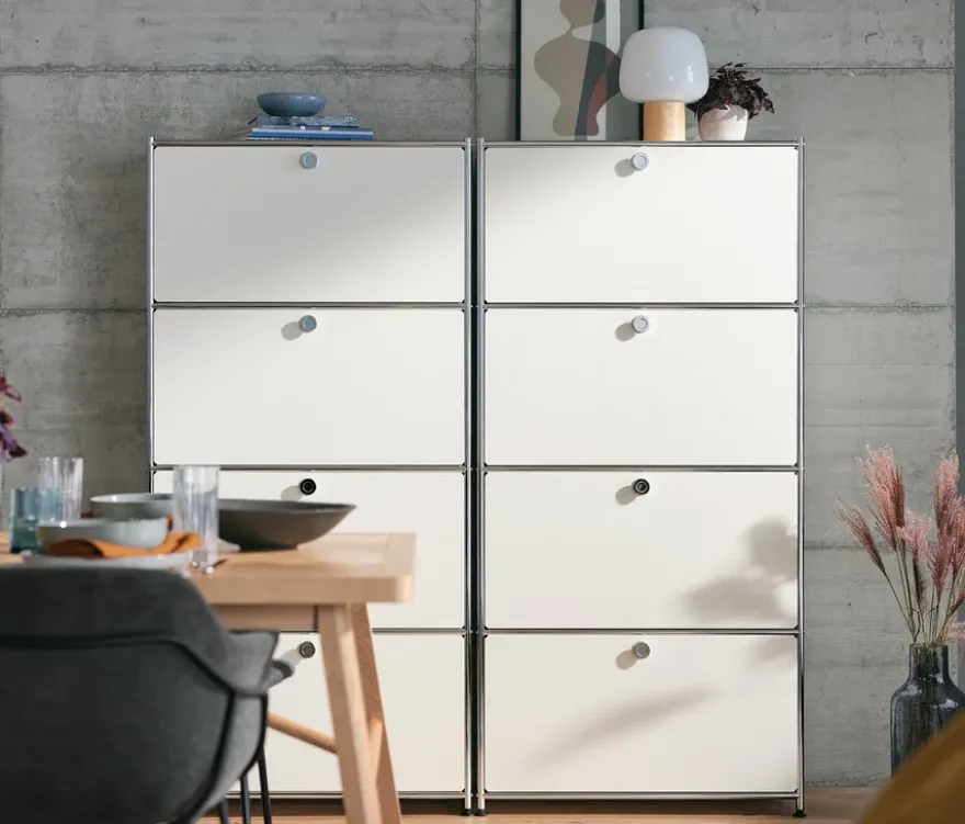 Highboard Metall »CN3« mit 4 Klappenfächern, weiß